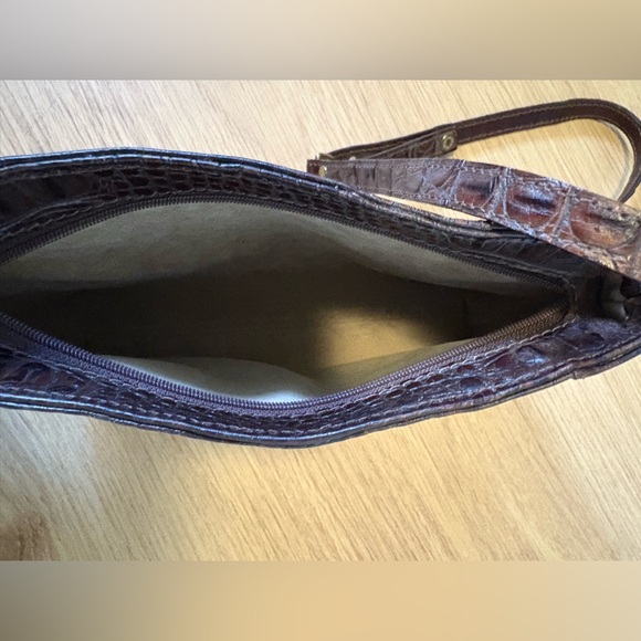 Brahmin Crossbody - Crocodile embossed dark brown leather handbag - Picture 4 of 6